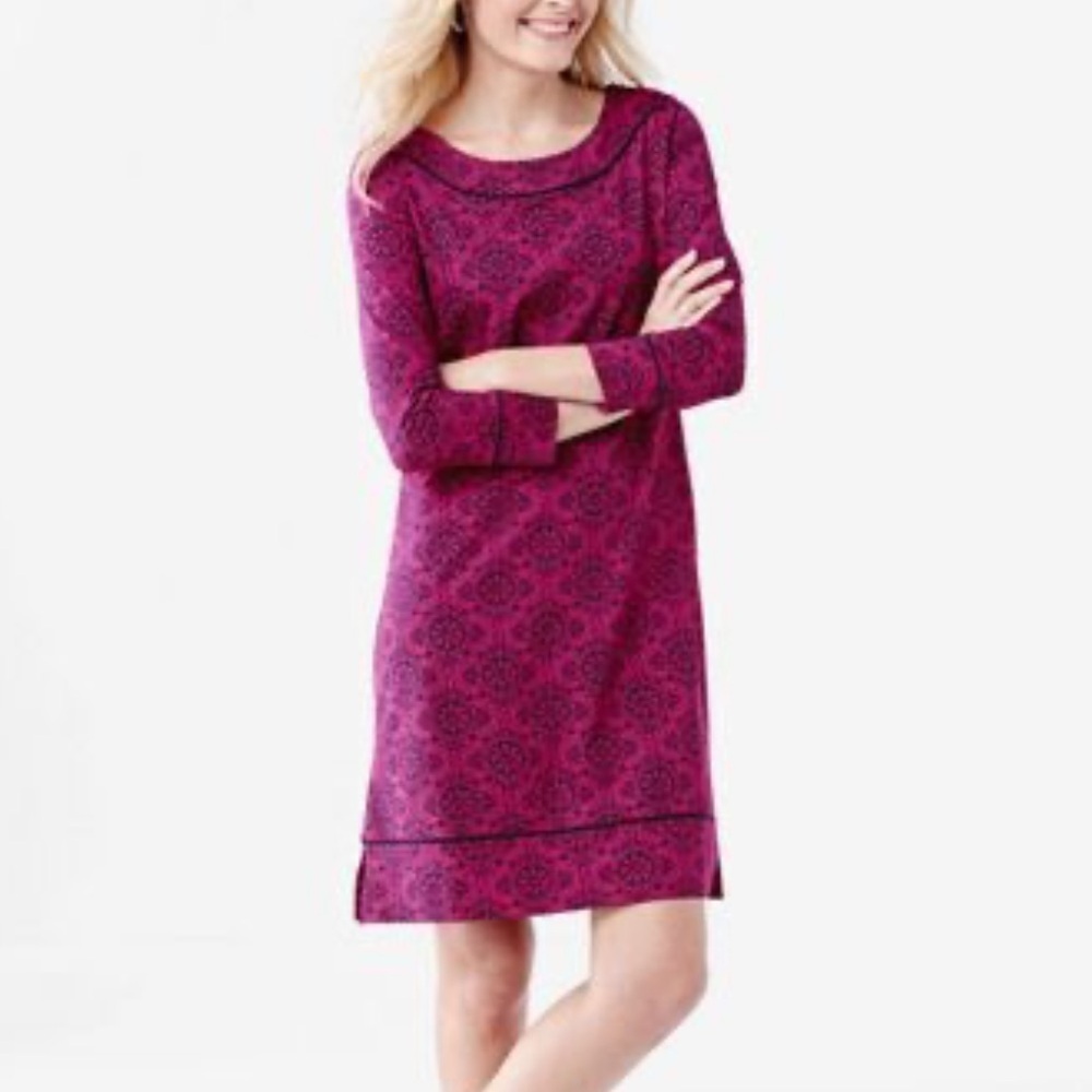 LANDS' END Sheath Dress with UPF 50 and 3/4 Sleeves in Bright Print